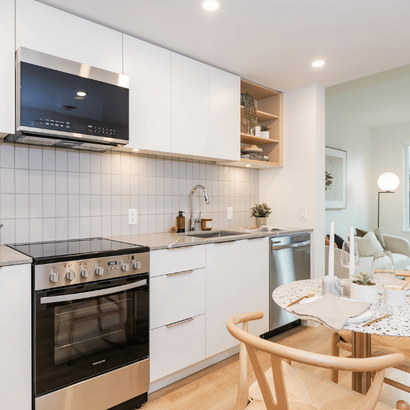 Staged kitchen at The Hyland.